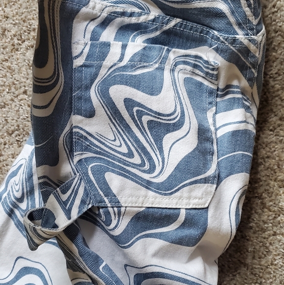 PacSun Swirl Print Carpenter Pants - Blue & White - Picture 5 of 7